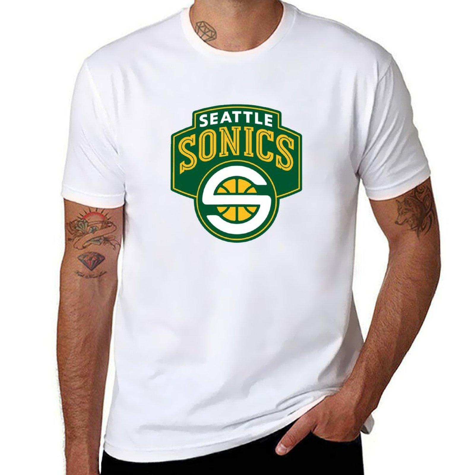 SEATTLE SUPERSONICS Футболка мужская футболка хлопок высокое качество футболка индивидуальная печать Футболка M