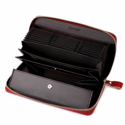 CHAMESH Genuine Leather Long Large Cowhide Leather Women's Wallet, Capacity, Skimming-Resistant, (Wine Red)