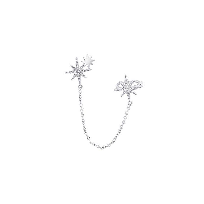 

Интегрированные серьги-гвоздики Octagram, клипсы-косточки для ушей, модные, простые и холодные асимметричные серьги с бриллиантами в виде риса, женские