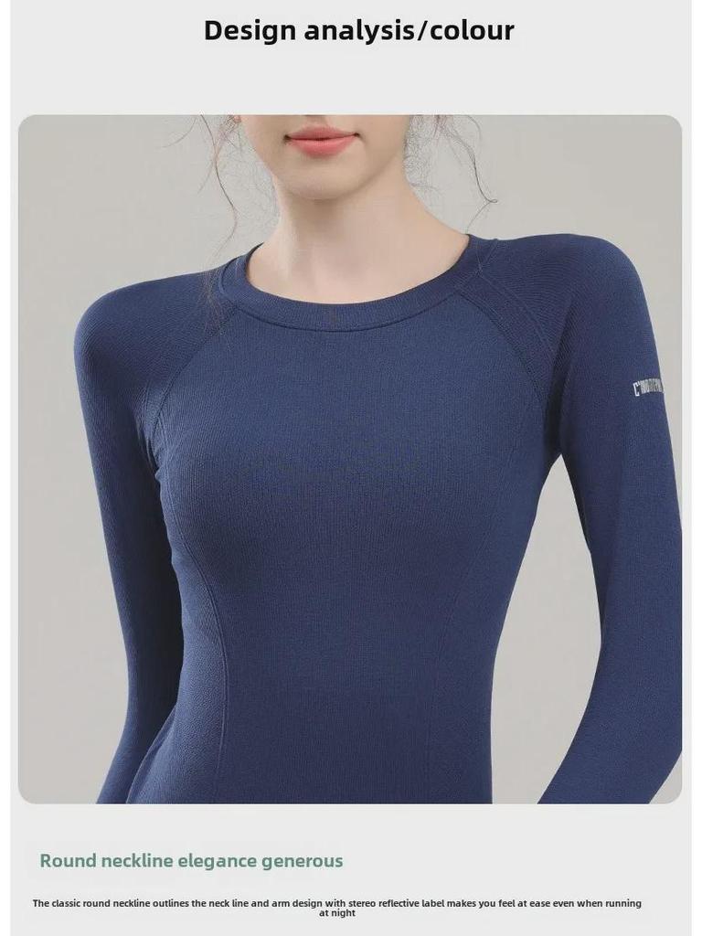 High-End Damen Slim-Fit Langarm Fitness-Tops für Pilates, Yoga und Herbstlauf