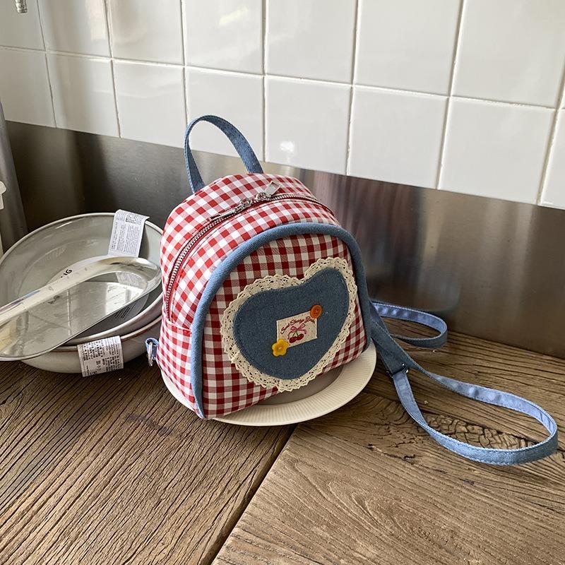 Plaid Women's Backpack New Spring and Summer Contrasting Color Versatile Backpack Mini Schoolbag