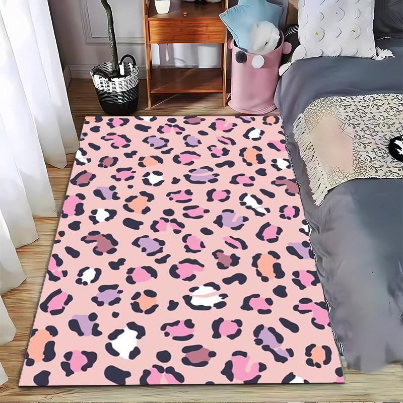 Dekorativer Teppich mit rosa Leopardenmuster für Schlafzimmer- oder Wohnzimmerdekoration Geeignet für den Einsatz als Anti-Rutsch-Matte für Wohnzimmer-Schlafzimmer-Sofas