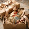 Mini Prayer Figure Jewelry Box Resin Handmade Mary Virgin Jesus Praying Christian Keepsake Box Catholic Gift for Men Women