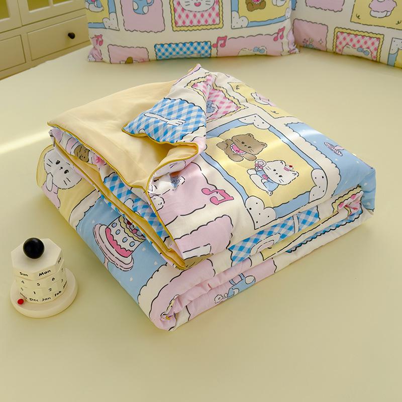 Baby And Toddler Skin Friendly Cartoon Cooling Quilt Pure Cotton Summer Blanket Washable Children's Air Conditioning Quilt
