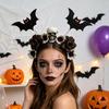 Decorative Cloth Headbands for Events Halloween Flower Skeleton Bat Headband, Gothic Floral Skull Hair Bands, Spooky Stylish Bands Accessory,