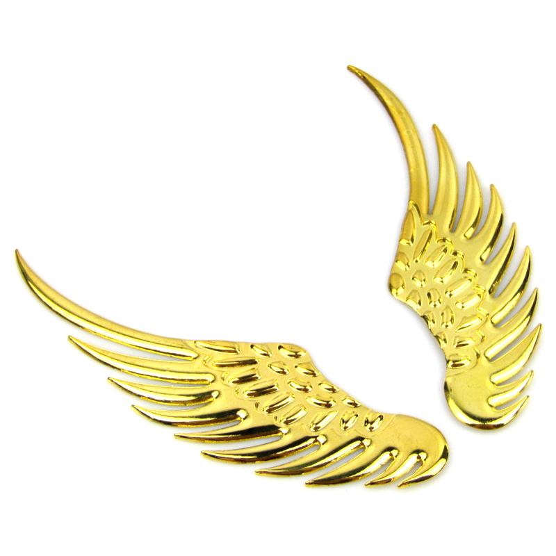 1pair Car Auto Motorcycle Body Sticker 3D Eagle Angel Wings Badge Style ABS Decals Silver/Gold Exterior Accessories