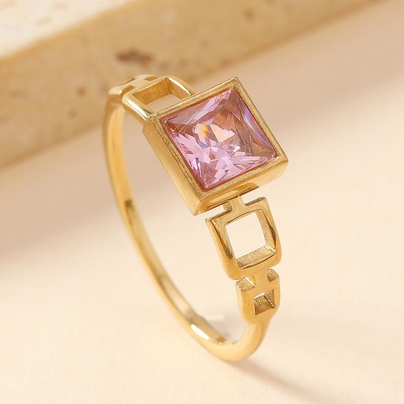 Colored Zircon Geometric Water-Drop Ring Women Minimalist Trendy Finger Rings Luxury Zircon Birthday Gift Wholesale 2025 New In