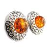 Les Trésors De Lily [N2232] - Silver 'Inspiration' Cognac Amber Earrings (rhodium Plated)