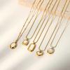 Style Geometric Cat Eye Stone Necklace For Women With Stainless Steel Chain
