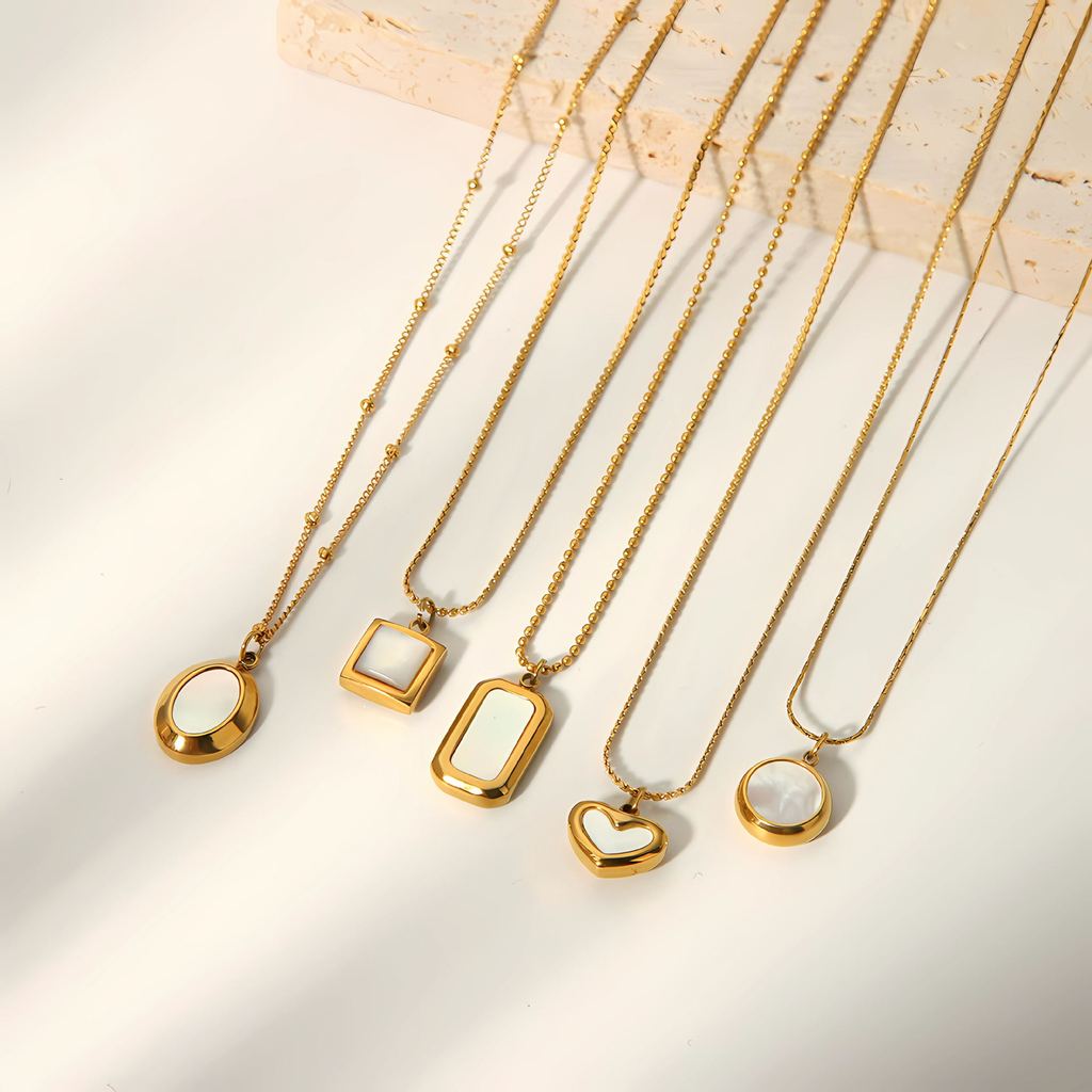 Style Geometric Cat Eye Stone Necklace For Women With Stainless Steel Chain