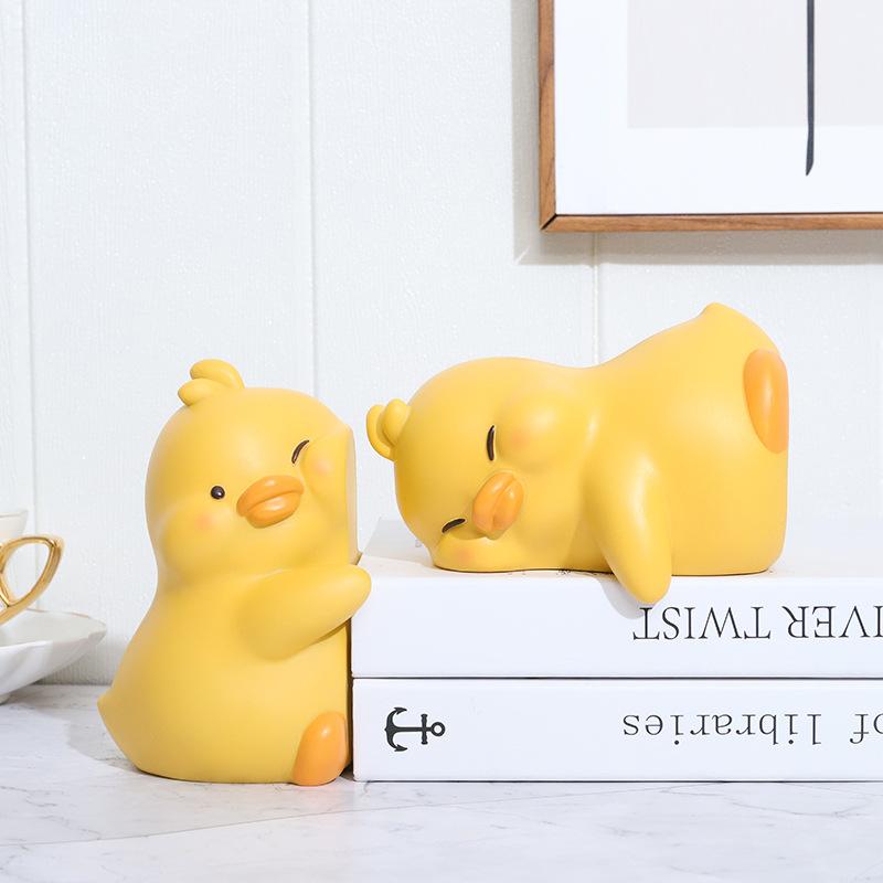 1Pcs Lovely Cartoon Duck Hugging Animal Book Ends Book Stand Holder Decorative Bookends For Desk Office Home Shelf Ornaments