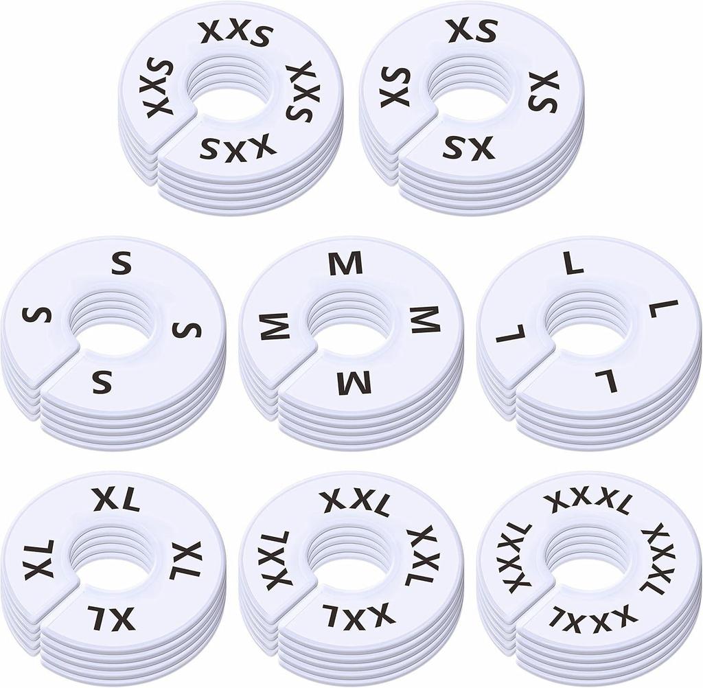 Letter Set Divider for Wardrobe: XXS-XXXL Sizes, Circle & Square Shapes, Stocked for Easy Labeling
