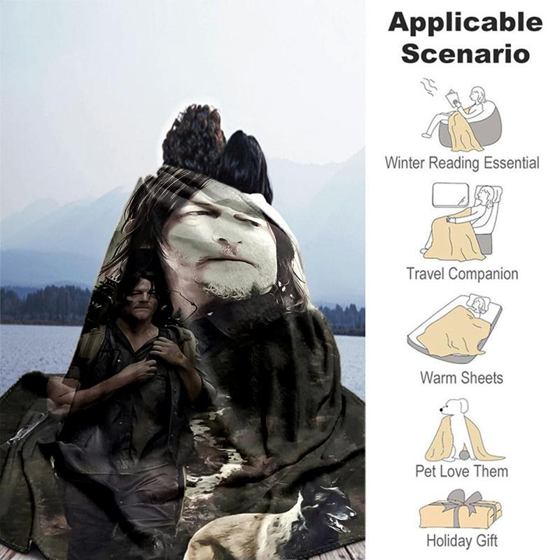1pc Blanket The Walking Dead Daryl Dixon2 Print Design, Lightweight Blanket for Sofa, Bed- Soft &Warm, Gift for All Seasons like Christmas, Halloween