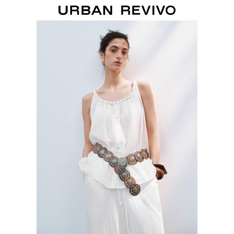 UR Women s 2025 Summer Sleeveless Button-Front Shirt S(XS-S)