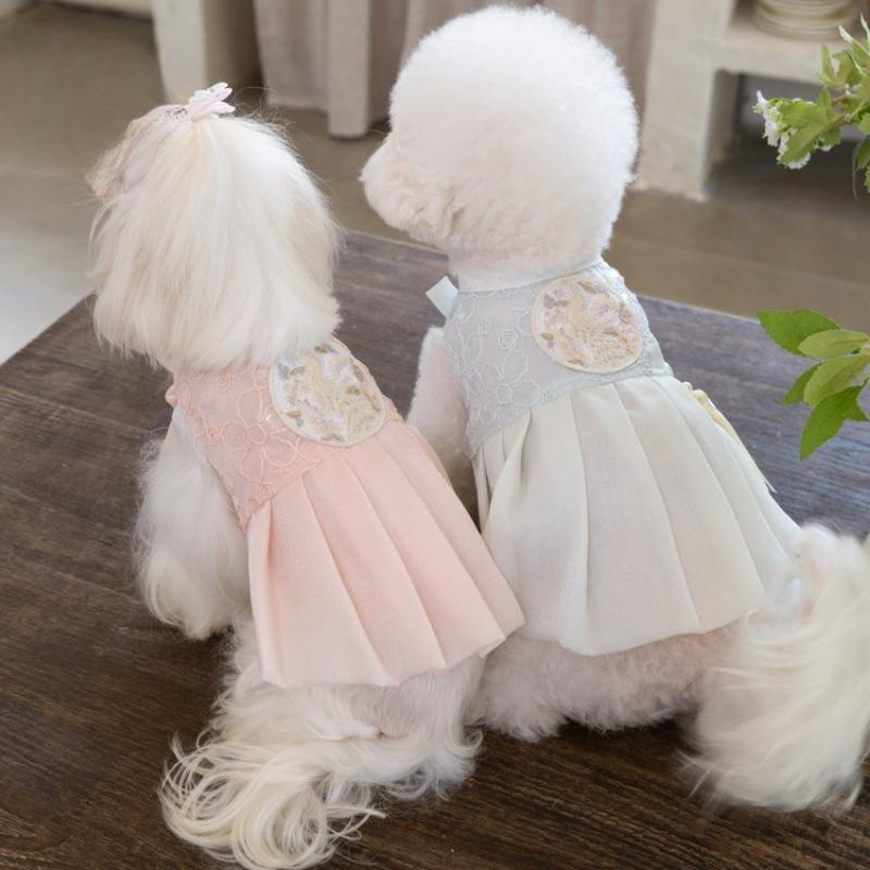 Pet Spring Embroidery Comfortable Lace Princess Skirt Pleated Skirt Teddy Cute Vest Dog Dresses for Small Dogs Puppy Clothes