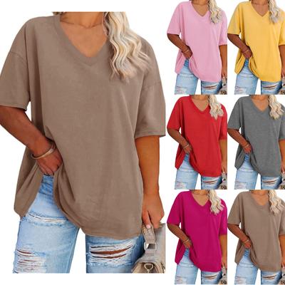 Women's Tops  Round Neck  Loose Comfortable  Solid Short-sleeve T-shirt Casual