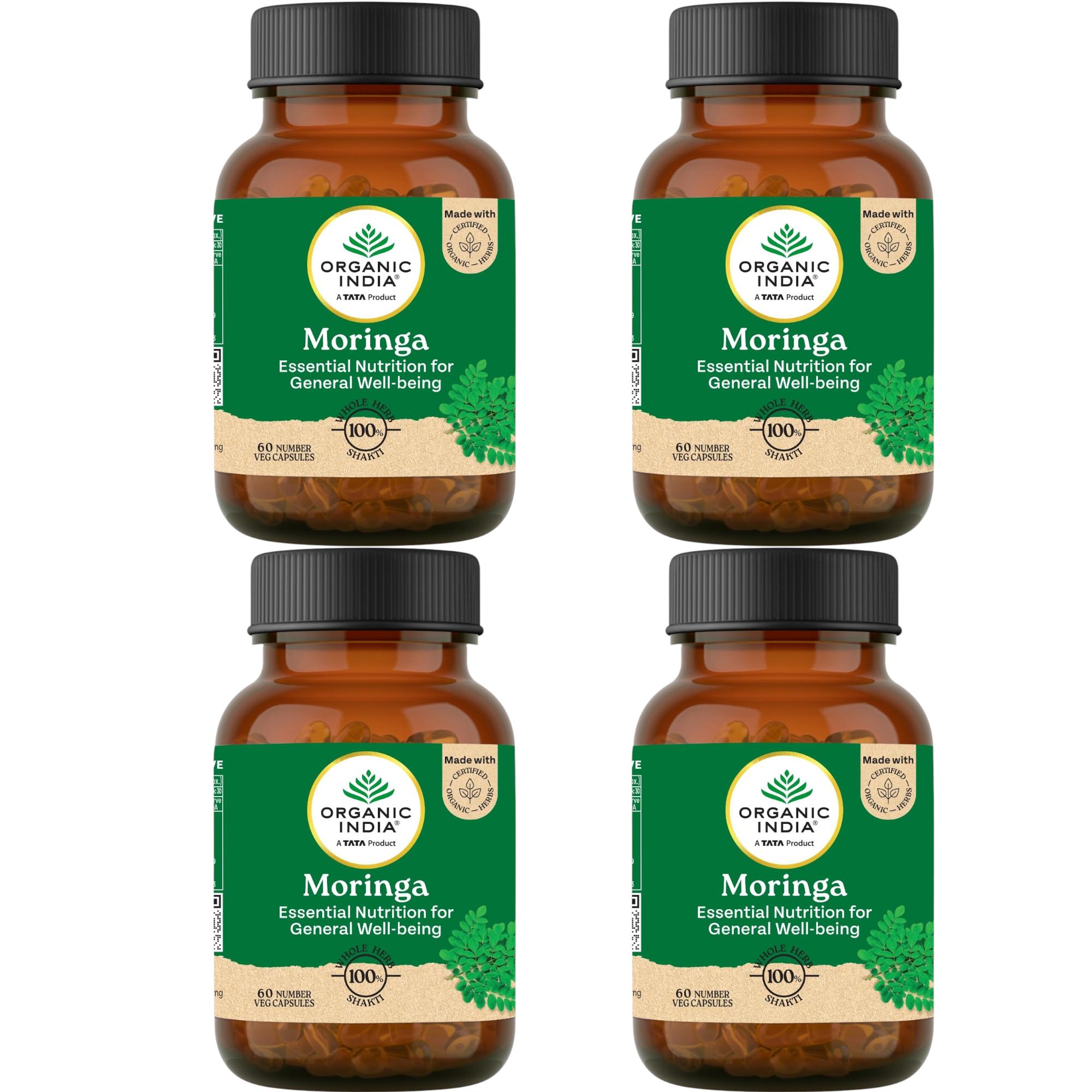 

Organic India Moringa 60 Capsules X Pack of 4 - Energy, Vitality, Natural Nutrient-Rich Supplement