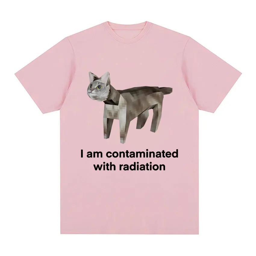 Ich bin kontaminiert Lustige Katze Meme T-Shirt Sommer Herren Damen Kleidung Humor T-Shirts Reine Baumwolle Lockeres Oversize T-Shirt Streetwear