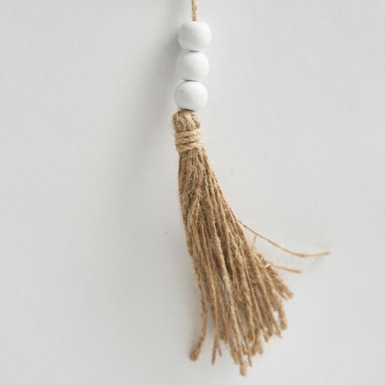 Ornamento da Spiaggia in Legno Boho con Perline e Corda di Canapa Decorazione da Appendere in Legno Rustico con Conchiglia e Nappa per Arredamento Casa Nautico Farmhouse