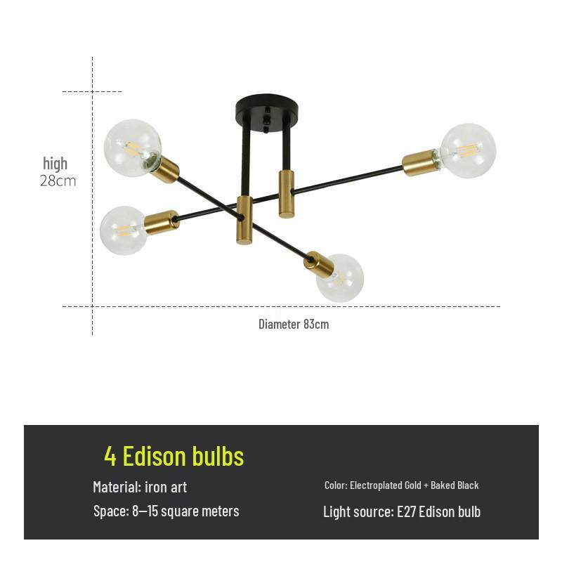 Nordic Minimalist Chandelier: Modern Wrought Iron for Living Room, Bedroom, Dining, or Restaurant.