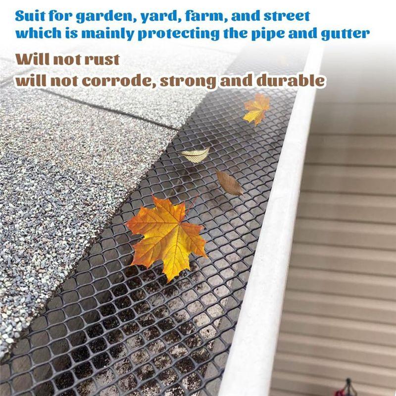 M-Modern-4Pack Gutter Guard Mesh Rolls 20 Feet Gutter Leaf Guards With 40 Clip Hooks, DIY Rain Gutter Covers Preventing Leaves