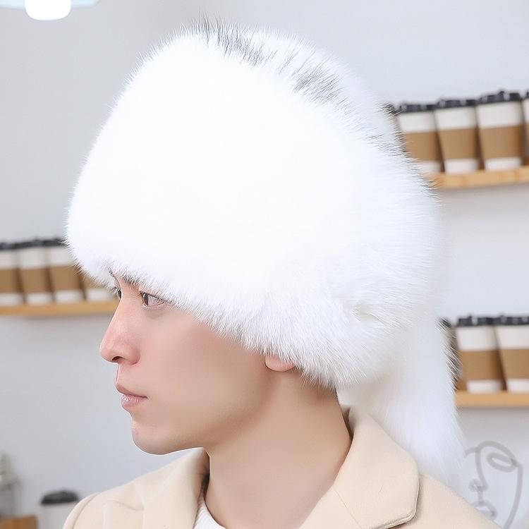 Fox Hair Hat Men's Winter Raccoon Hair Mongolia Northeast Large Leather Hat Warm Fur Women's Leather Ear Protection Headhat