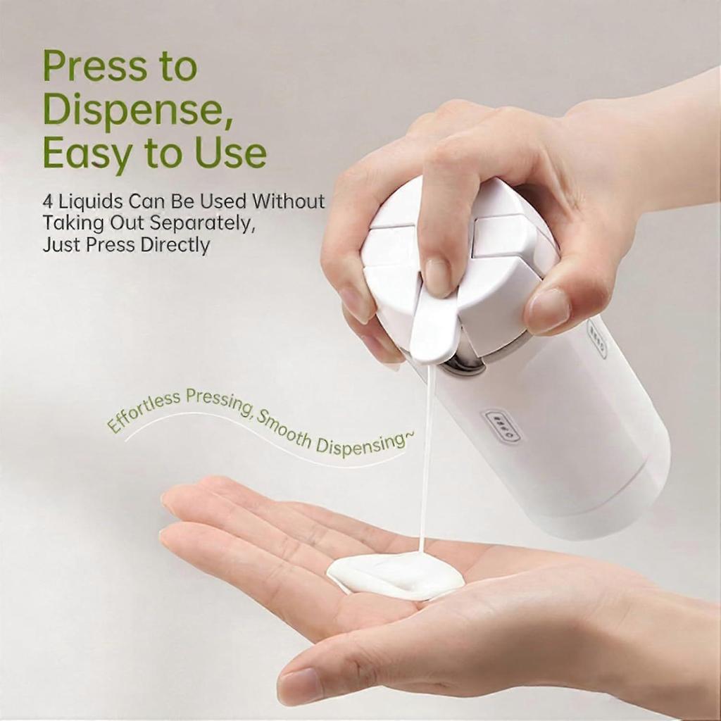 4-in-1 Travel Dispenser Bottle Set Leak-Proof Refillable Toiletry Containers | Mini Shampoo/Conditioner/Lotion Bottles | Portable Travel-Sized Dispen