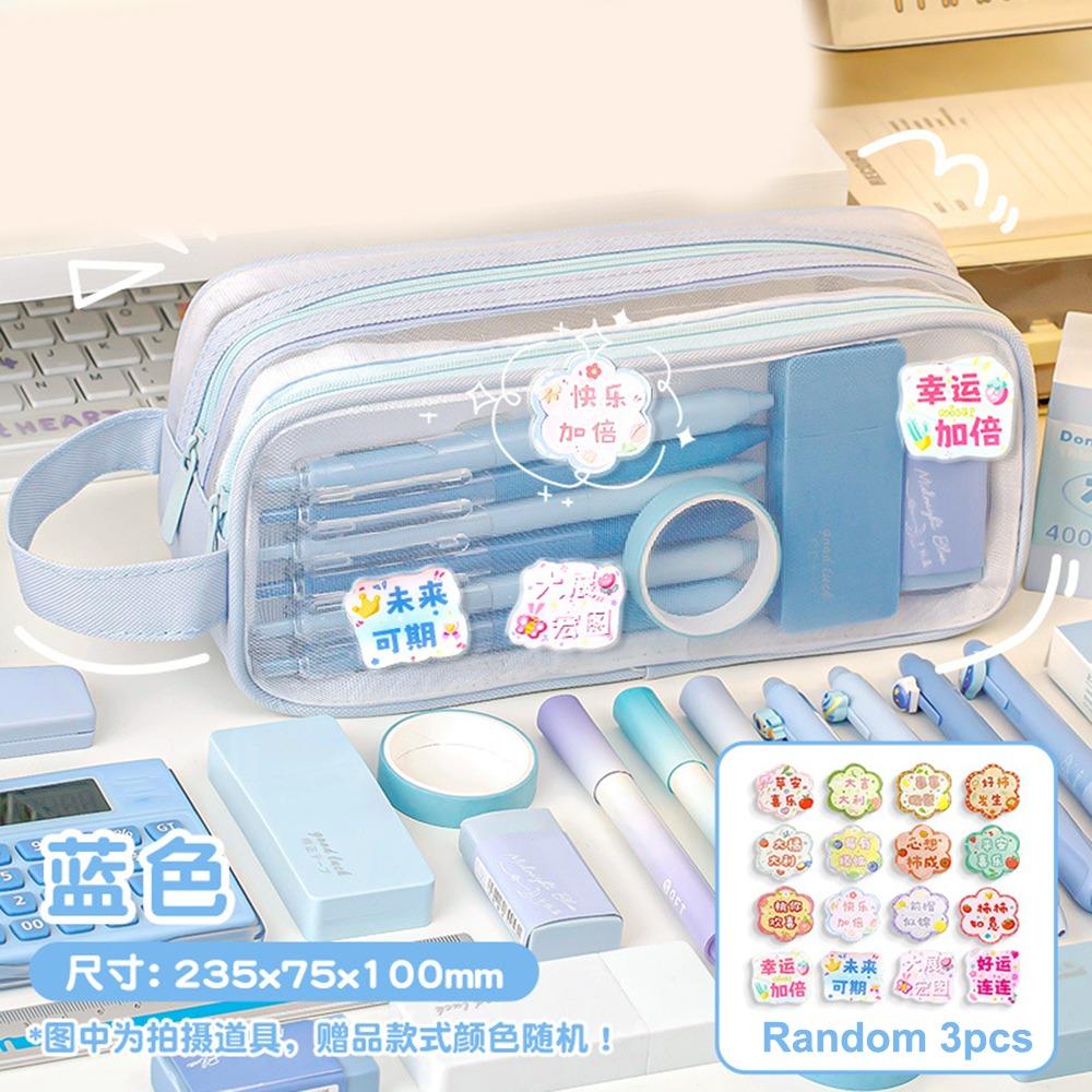 Large Capacity Pencil Case Cartoon Stationery Storage Pouch New Zipper Pen Bag Stationery Supplies