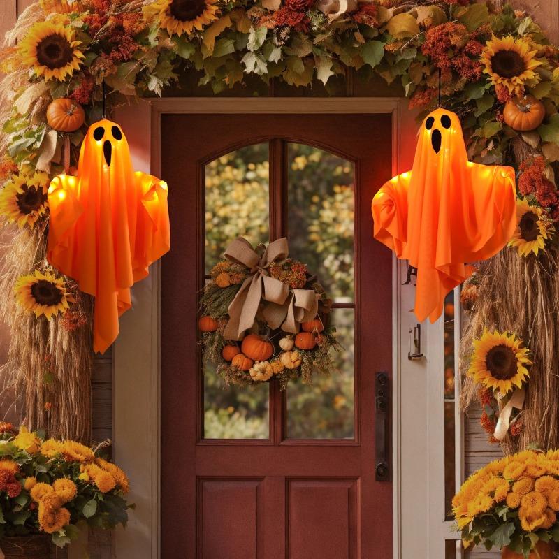 Halloween Hanging Glowing Ghost Lantern Lighted Outdoor Ghost Decor Halloween Party Decoration Scary Flying Glowing Ghosts