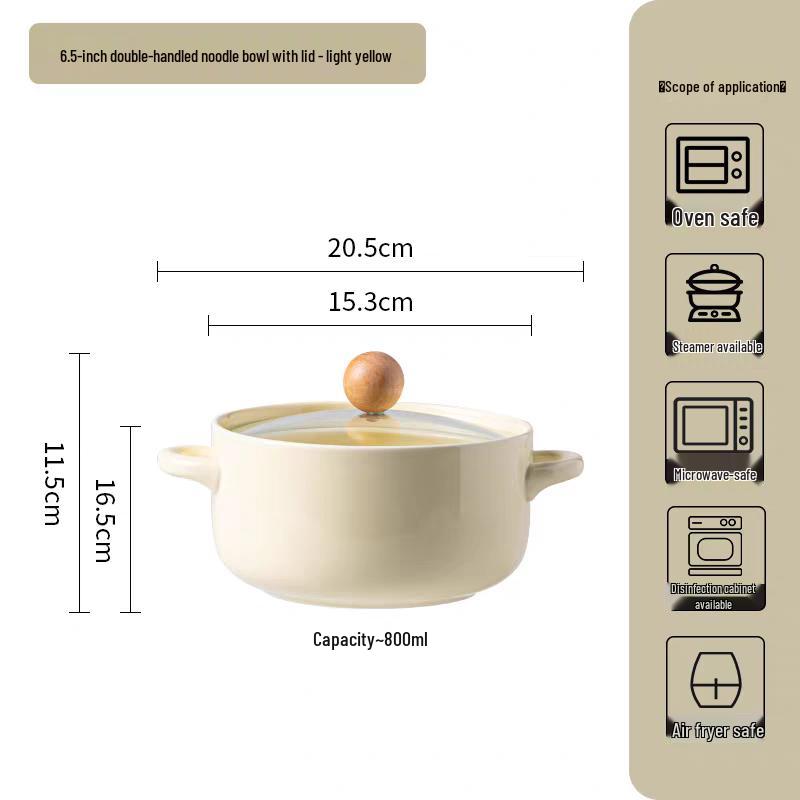 ZISIZ Cream Style Ceramic Noodle Bowl Collection