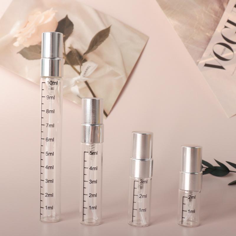 2/3/5/10ml High-End Portable Perfume Refillable Glass Bottle with Scale – Fine Mist, Transparent Sample, Travel-Friendly, Empty.