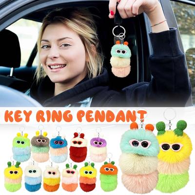 Caterpillar Keychain Cartoon Plush Doll Bag Pendant Creative Car Keychain Small Gift