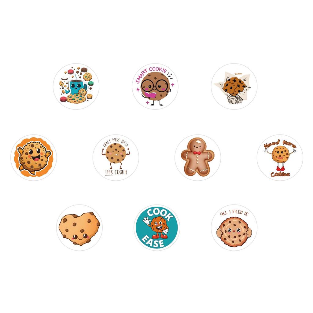 500 Cartoon Cookie Stickers Per Roll - Cute DIY Stickers for Kids, Skateboards, Luggage, and Diaries