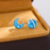 Chic Blue Planet Epoxy Stud Earrings for Women