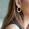 Stainless Steel Gold-Plated Geometric Oval Hollow Earrings for Women Fashion 925 Silver Needle Hypoallergenic Earrings Jewelry