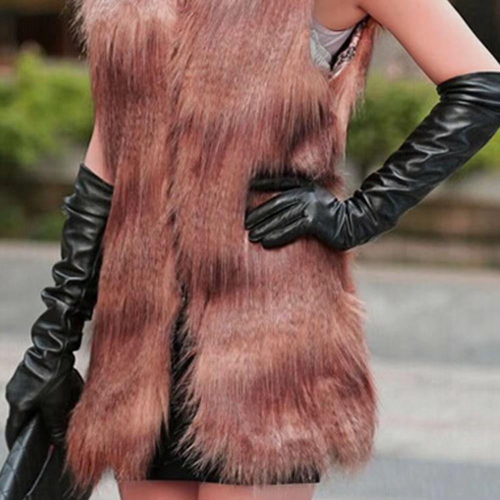 Guanti in Pelle PU a Dita Intere   Muffole Guanti Lunghi di Alta Qualità Festa