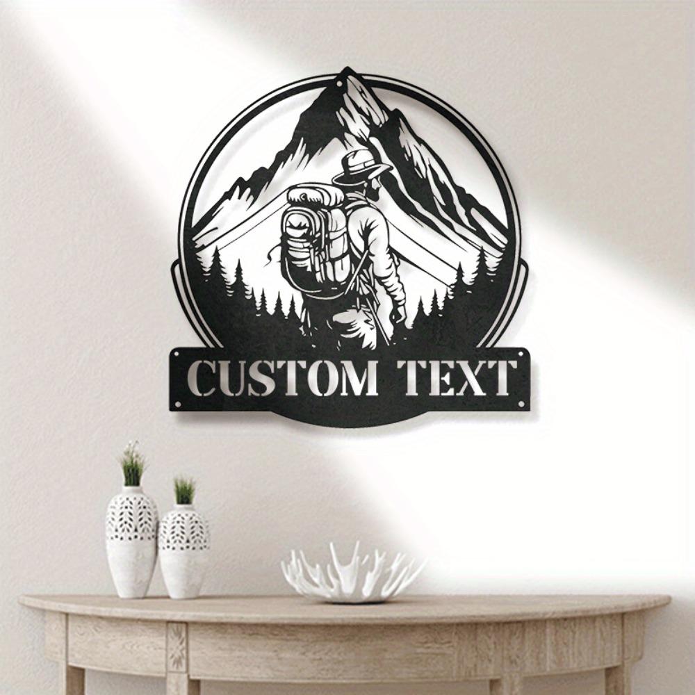 Metal Wall Art Hiking Mountain Decor Modern Personalized Gift for Men Indoor Outdoor