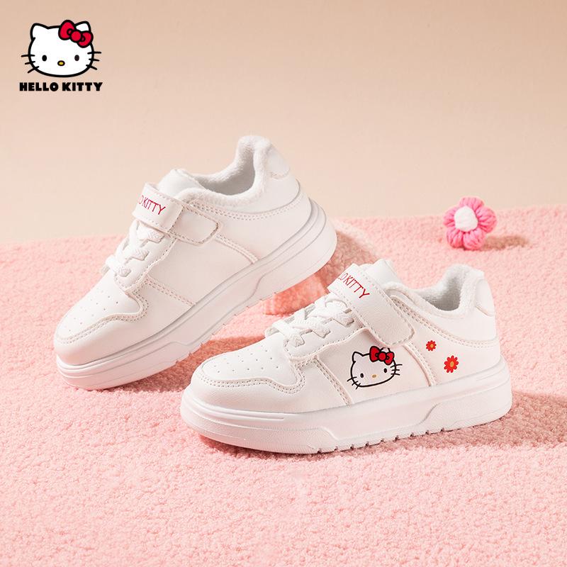 Cartoon Girls' Sports Shoes: Versatile White Non-Slip Skate Shoes for Kids, 2025 Autumn/Winter Collection.