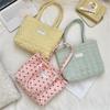 Cute Quilted Padded Heart Plaid Shoulder Bag Handbag Large Capacity Casual Commuting Tote Bag Storage Bag Girl Heart Clutch Gift