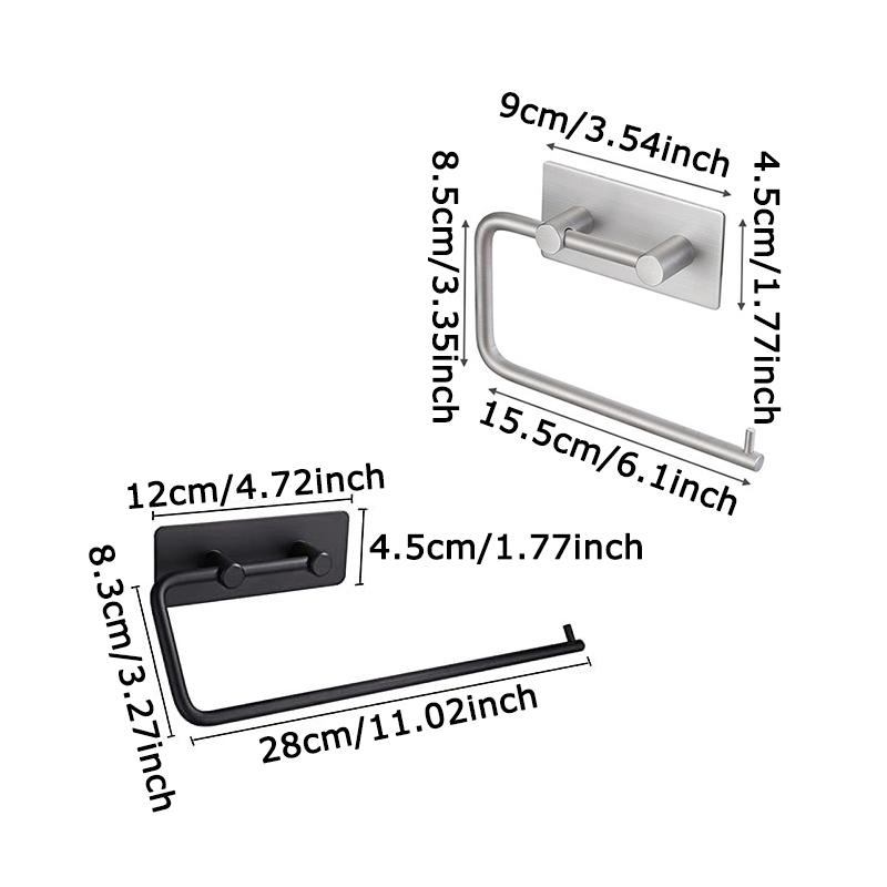 WTEMPO 1PC 2 Sizes 2 Colors Bathroom Paper Towels Rolls Kitchen Tissue Cloth Holder Stainless Steel Non Perforated Self-adhesive Paper Towel Holder