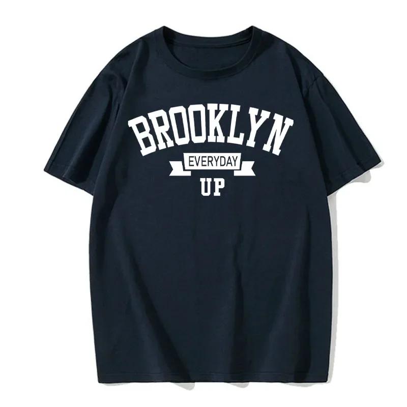 Summer Men's Cotton T-Shirt Brooklyn Print Top T-Shirt Men's Fashion Letter Vest Short Sleeve Clothing Harajuku Street Wear