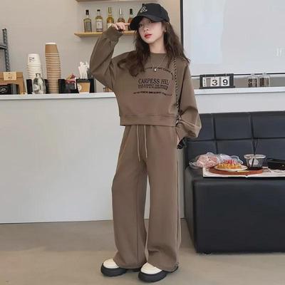 Girls' Loose Sweater Suits: Fashionable, Long-Sleeved, Round-Neck for Spring & Autumn