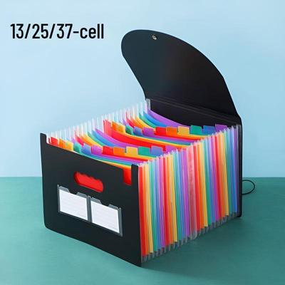 25-Pocket Accordion Lanyard Folder: Multi-Layer A4 PP File Storage Bag with Flap