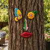 Flower Eyes Tree Decoration Colorful Trunk Face Decor, Outdoor Faces, Trees Yard Art Sun-proof Ornament Statues, Garden Cute Funny Creative for Patio