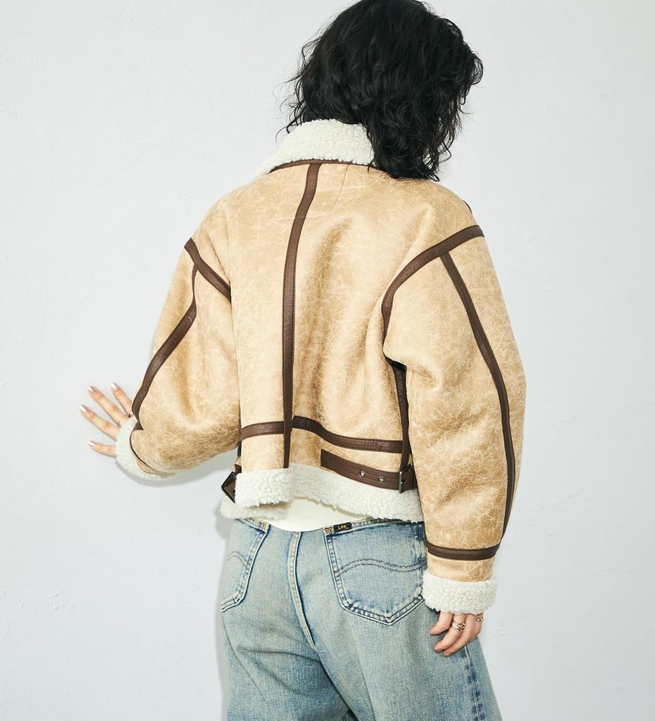 Alpha Industries Kurze Jacke aus Kunstlammfell TA7199 Damen B-3 TA7199-045 BEIGE/VANILLE