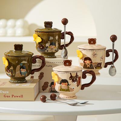 Retro Girl Goblet Gift Box Premium Butterfly Ceramic Mug with Lid Girls Birthday Gift