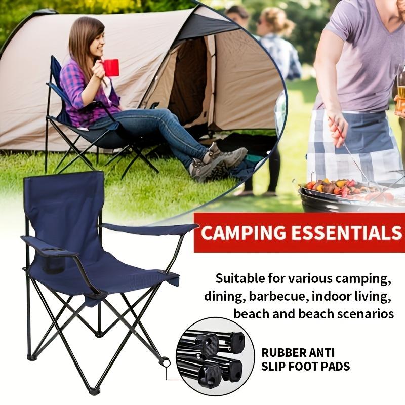Outdoor Camping Chair With Backrest, Portable Picnic Chair, Beach Chair With Carrying Bag, Foldable Fishing Chair With Cup Holder, Foldable Outdoor