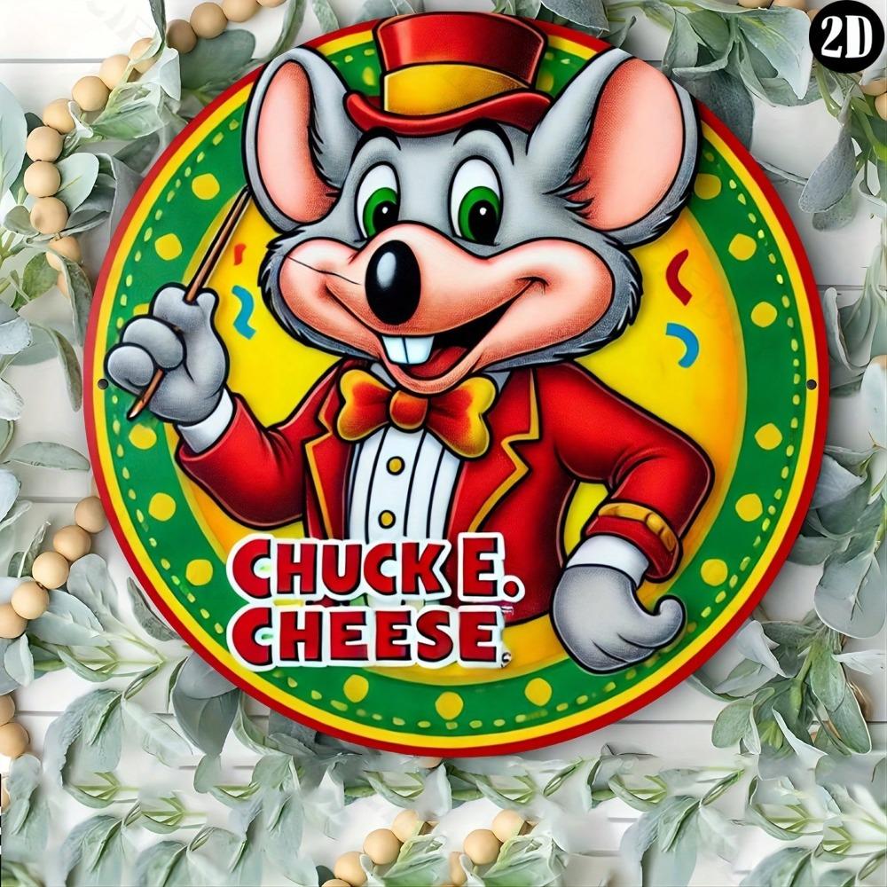 Chuck E Cheese Metallskylt Rund Aluminium Väggkonst Hemmakontor Barinredning Gåva