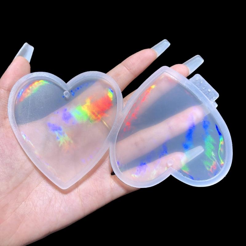 Shiny Light and Shadow Ornaments Silicone Epoxy Keychain Mold DIY Earrings Pendant Jewelry for Valentine Gift Crafts