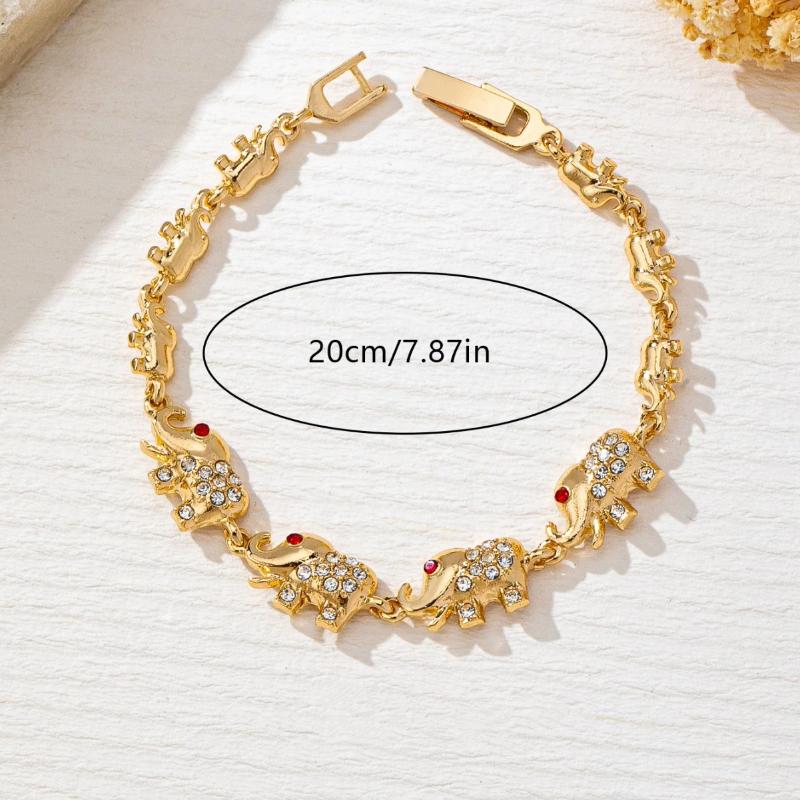 Women's Retro Elephant Bracelet With Red Zirconia Stone Unique Gift For Anniversary Or Birthday
